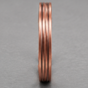 Handcrafted Three Line Solid Copper Wrist Bangle With Magnets Fashionable Metal Jewelry Exquisite Embossed Design - Product Image 5
