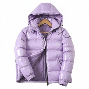 Veste matelassée brillante personnalisée par le fabricant, manteau d'hiver rembourré, doudoune unisexe zippée, coupe-vent noir pour l'extérieur - Product Image 4