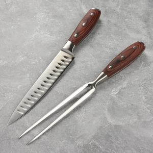 Professional Kitchen Knife Meat Fork Set Stainless Steel Bread Knives Wooden Handle <b>BBQ</b> Carving Fork Cooking <b>Tool</b> Handmade - Product Image 6