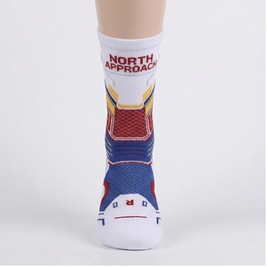 Crew <b>Socks</b> Geometric Pattern Blue Breathable <b>Running</b> <b>Socks</b> for Adults Spring Season - Product Image 1