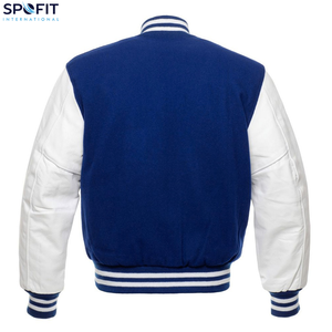 OEM Custom Logo Varsity Jacket Genuine Leather Sleeves Chenille Patches Embroidery Letterman Varsity Jacket for Men - Product Image 2