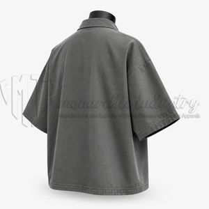 Chemise décontractée à manches courtes zippée pour homme, 100% coton biologique, écologique, OEM ODM, marque privée - Product Image 5