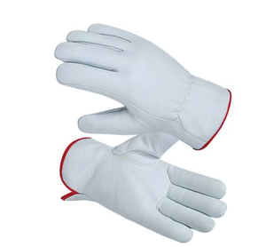 Heavy Duty White Grain Leather Safety Gloves EN420 Certified Elastic Wristlet Customizable Color Multi-Function - Product Image 6
