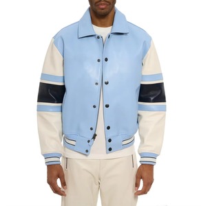 OEM Custom Wholesale Premium Varsity <b>Jacket</b> Contrast Leather Sleeve Letterman <b>Jacket</b> Button Up <b>Men</b> Outerwear Manufacturer - Product Image 5