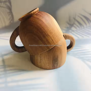ถ้วยเครื่องดื่มทำด้วยมือทำจากไม้ธรรมชาติถ้วยแบบชนบทเป็นมิตรต่อสิ่งแวดล้อมนำกลับมาใช้ใหม่ได้สำหรับน้ำชากาแฟ - Product Image 3