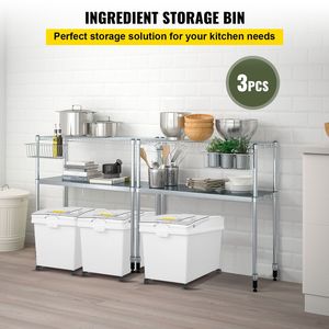 Contenitore Grande da 40L (10,5 Galloni) per Conservazione Riso, Dispenser Cibo per Cani, Contenitore per Ingredienti Cucina, Cereali, Farina - Product Image 2