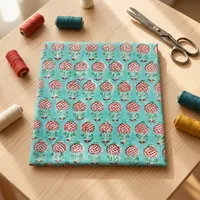 Tissu en coton de qualité supérieure en gros, imprimé floral grenade fait main, bleu aqua et rose, pour vêtements homme et femme