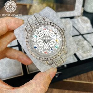 Charm_Jewells Reloj redondo de acero inoxidable para mujer con bisel de diamantes, cristal de zafiro, cuarzo analógico, moda de lujo, 38 mm - Product Image 3