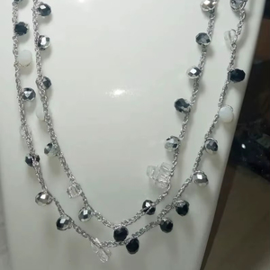 Collar Hecho a Mano con Cristales Negros Transparentes en Capas, Cadena de Latón, Joyería Boho Brillante, Regalo de Moda para Mujer - Product Image 1