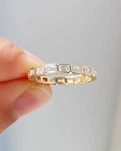 Modern Emerald Cut Diamond Full Eternity Band <b>Ring</b> Lab Grown 10K Yellow Gold Wedding <b>Proposal</b> Gift For Girlfriend - Product Image 1