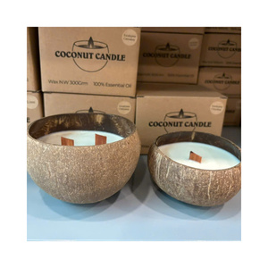 Velas de Cáscara de Coco Natural, Velas Aromáticas de Cera de Soja Hechas a Mano, Juego de Regalo, Venta al por Mayor, Exportación, Base de Fábrica en Vietnam - Product Image 2