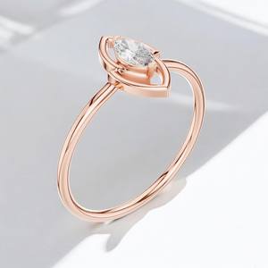 Anillo de plata 925 original con baño de oro rosa y gema de moissanita talla marquesa de 1.01 CT para mujer, un regalo fino para ella. - Product Image 5