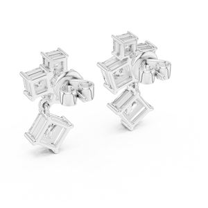 Conjunto de Anillos Únicos DANGLERS en Oro Blanco de 18 Quilates con Diamantes Cultivados en Laboratorio de 2.8 Quilates con Corte Princesa, Chapado en Rodio, Certificado IGI, para Uso Diario/Oficina, Glamuroso - Product Image 3