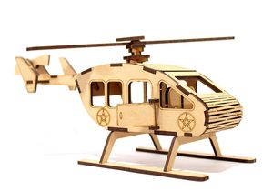 Kit de modèle d'hélicoptère en bois à assembler soi-même, jouet artisanal sculpté avec motif étoile - Product Image 3