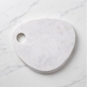 Tabla de Cortar de Mármol Blanco con Orificio para Colgar, Tabla Redonda para Preparación de Alimentos en la Cocina - Product Image 1