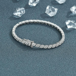 Silver Plated Moissanite Tennis Bracelet Trendy Diamond Alternative Bridal Wedding <b>Gift</b> Unisex Anniversary for Certified Claw - Product Image 3