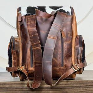 Super vente de septembre, sac à dos en cuir de vache véritable, multi-poches, style couverture de selle, sac à dos de voyage pour ordinateur portable, unisexe - Product Image 5