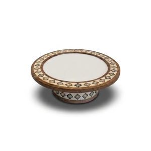 Handcrafted Bone Inlay Wood Cake Stands <b>Set</b> Of 2 Round Shape Geometric Design Durable & Premium Export Quality For Serving Cakes - Product Image 3
