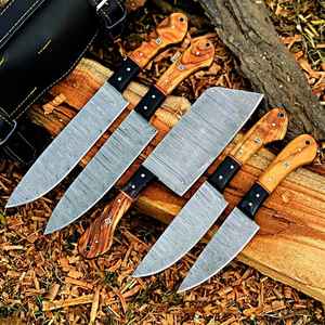 Lot de 5 couteaux de chef professionnels en acier Damas forgé à la main, lame pleine longueur, vente chaude - Product Image 4