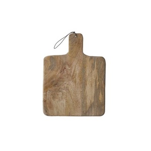 Planche à découper rustique en bois naturel faite à la main, planche de service solide pour la cuisine avec poignée pour la préparation et le service des aliments - Product Image 1