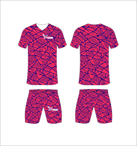Conjunto de Uniforme de Fútbol Personalizado por Sublimación, Diseño Agrietado Rosa y Azul, Transpirable, para Hombre, Kits de Entrenamiento de Fútbol al por Mayor para Equipos - Product Image 1