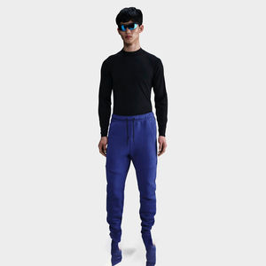 Men's Blue Elastic Waist Sweatpants With Side Pockets Casual Jogger Pants Autumn Wear Breathable Knitted Fabric - Product Image 3