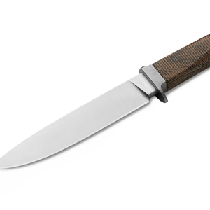 Cuchillos de Caza con Empuñadura Tejida Marrón y Negra, Hoja Fija Plateada, Funda de Cuero Marrón para Campismo, Senderismo y Tareas de Campo - Product Image 4