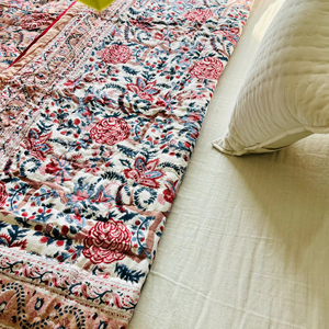 High Quality Hand Block Printed Cotton Single Quilt Handmade Kantha <b>Bedspread</b> for Home Floral <b>Patchwork</b> Design for Summer Winter - Product Image 6
