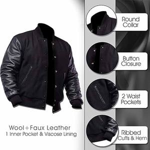 Chaqueta Varsity con Parches Bordados Personalizados para Hombre, Mangas de Lana, Calidad Premium, Estilo Urbano, Cargada por Dress Sports - Product Image 3