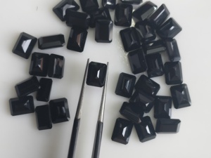 Onyx noir naturel 8x6MM, coupe octogonale, pierres précieuses de qualité supérieure pour la fabrication de bijoux - Product Image 1