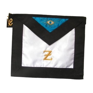Delantal de Cuero del Rito Escocés de Cuarto Grado Den Industry, Bordado Blanco, Azul y Dorado, Hecho a Mano, Alta Calidad, Uso en Catedral, Cómodo - Product Image 1