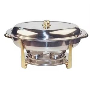 Modern Sphere Casserole Premium Food Warmers Silver Stainless Steel <b>Buffet</b> <b>Server</b> with Geometric X-Frame Laser Cut Base - Product Image 6