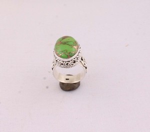 Natural Green Copper Turquoise <b>Ring</b> 925 Sterling Silver Vintage Style Green Composite Stone <b>Ring</b> for Women Handcrafted <b>Boho</b> - Product Image 5