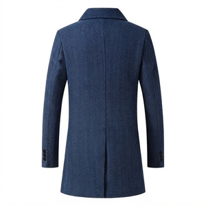100% Wool <b>Waterproof</b> Overcoat-Dark Blue Herringbone Long Formal <b>Winter</b> <b>Coat</b> Customized Design <b>Coats</b> - Product Image 2