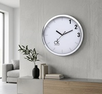 Horloge murale en plastique Levi's Square White Face Red Logo, analogique, quartz, silencieuse, design moderne, décoration de salon, personnalisable