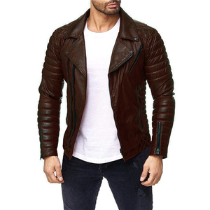 Chaquetas de cuero para hombre, chaqueta de cuero PU para motocicleta, chaqueta de cuero para motocicleta de primavera y otoño para hombre, chaqueta de PU con cremallera de ajuste slim para hombre - Product Image 4
