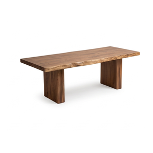 ARTERRA Luxury Teak <b>Dining</b> <b>Table</b> Set <b>with</b> Curved Back Teak <b>Chair</b> Modern Live Edge Natural Teak Finish Villa Decor - Product Image 3