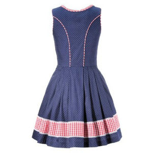Combinaison Dirndl pour femmes, sans manches, avec dentelle, longueur genou, boutonnée devant, 100% coton respirant, costume de fête bavarois - Product Image 2