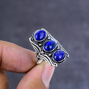 Vintage Handmade Alloy Gemstone <b>Ring</b> with 925 Silver Plating Customized Size - Product Image 1