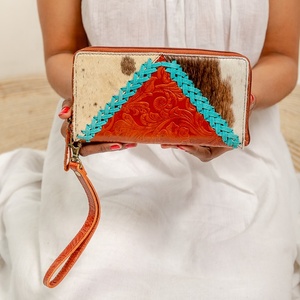 Bolso de mano de cuero genuino antirrobo Vintage de estilo occidental único para mujer, superventas, cierre de cremallera negro, Forro corto de poliéster - Product Image 1