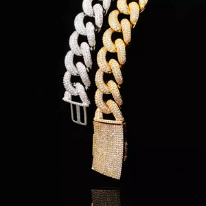 สร้อยคิวบาลิงค์แบบกำหนดเองคุณภาพสูงสำหรับผู้ชาย ชุบทองและโรเดียม เงินแท้ 925 ประดับโมอิสซาไนต์ ความใส VVS - Product Image 1