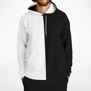 Sudadera con Capucha para Hombre, Diseño Bicolor en Negro y Blanco, Estilo Casual, Tejido de Punto, Corte Regular - Product Image 4