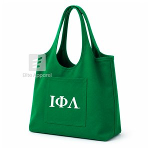 Custom Iota Phi Lambda Sorority Tote bag green and White Embroidered Logo Daily Use <b>Large</b> Capacity Canvas Tote bag for female - Product Image 2