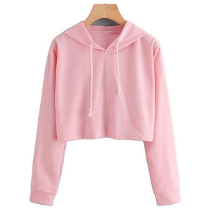 เสื้อครอปท็อปฮู้ดดี้สำหรับผู้หญิงขายดี คุณภาพพรีเมียม ระบายอากาศได้ดี ขายส่ง เสื้อผ้าลำลอง ไซส์ใหญ่ ผ้าฝ้าย 100% สีพื้น มีฮู้ด - Product Image 1