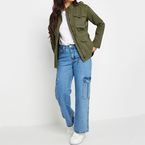 Best Quality <b>Women</b> Cargo Style Denim <b>Jacket</b> With Big Pockets Outwear Winter Fashion Warm Jeans <b>Jackets</b> - Product Image 3