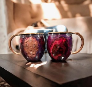 Patina Finish Copper Modern Luxury <b>Large</b> Capacity Drinking <b>Mug</b> with Handle Barware Art Empire Exports Washable - Product Image 3