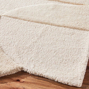 Alfombra Nórdica de Lana en Tonos Naturales | Alfombra Sostenible de Pelo Largo Color Crema |   Alfombra Moderna Abstracta con Textura Neutral - Product Image 4