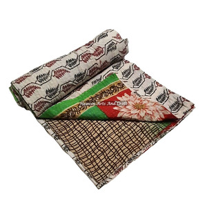 Kantha <b>Quilt</b> Gudari Handmade 100% Cotton Printed Washable Vintage Indian <b>Quilt</b> Rajasthan GD1105 Hot Selling Wholesale Gold - Product Image 1