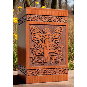 Mini urne en bois avec incrustation décorative pour cendres, par AYAANS - Product Image 1