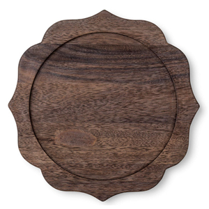 Plato Redondo de Madera para Servir, Hecho a Mano, Diseño Wabi Sabi Grabado, Patrón de Grano Natural, Vajilla Decorativa para Cocina - Product Image 4